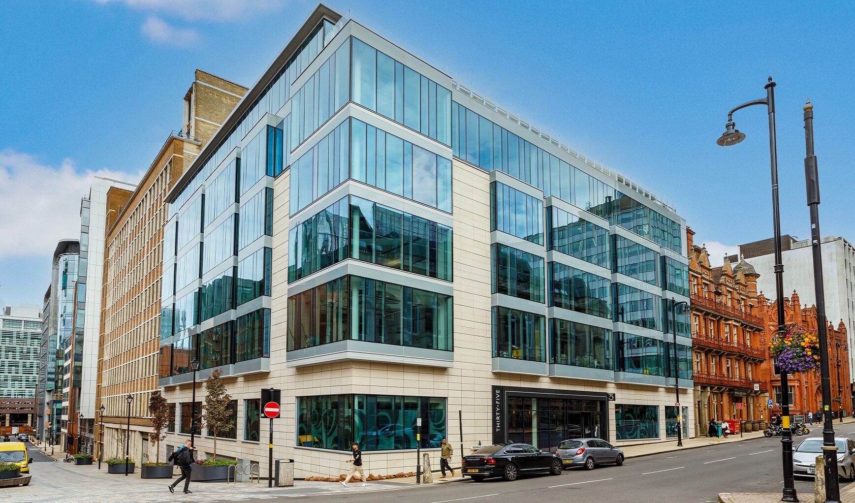 The reimagined entrance and facade of 35 Newhall Street, Birmingham